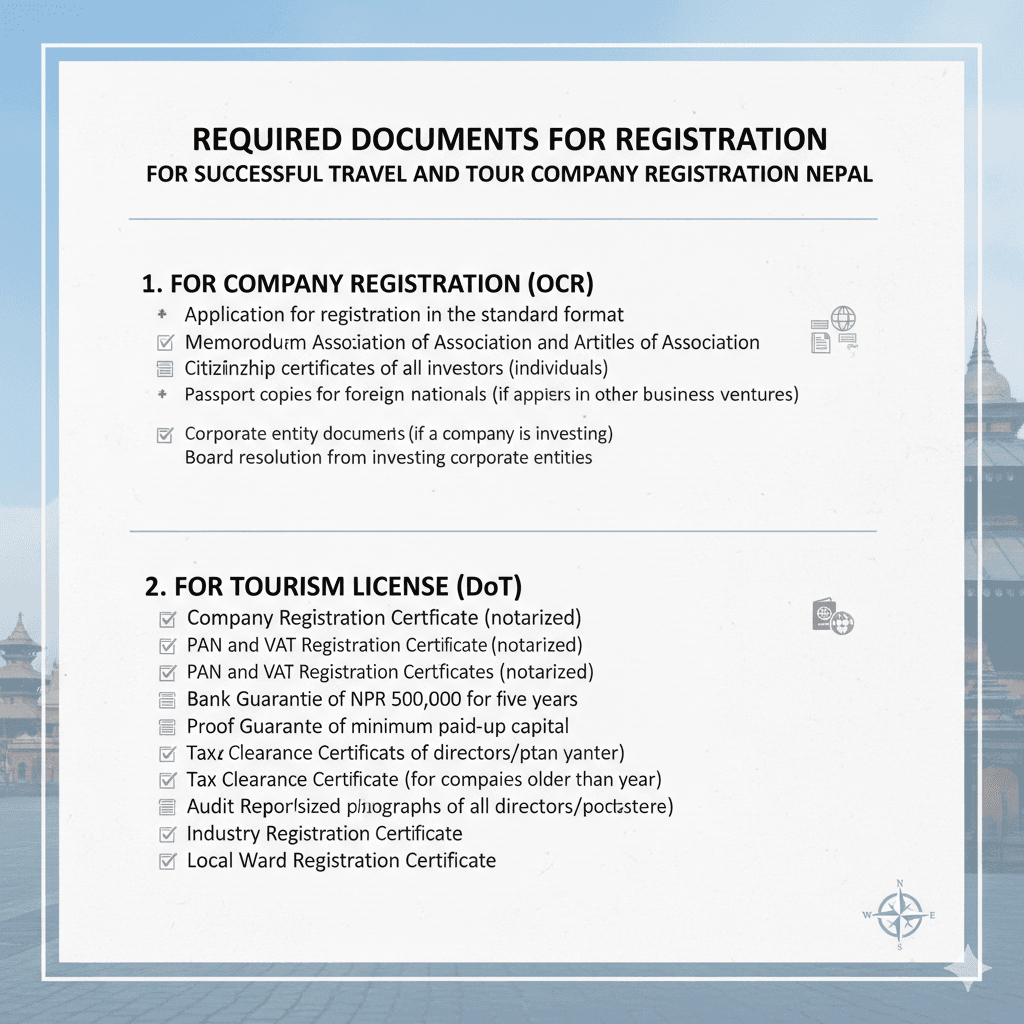 Document required for travel agency license in Nepal.