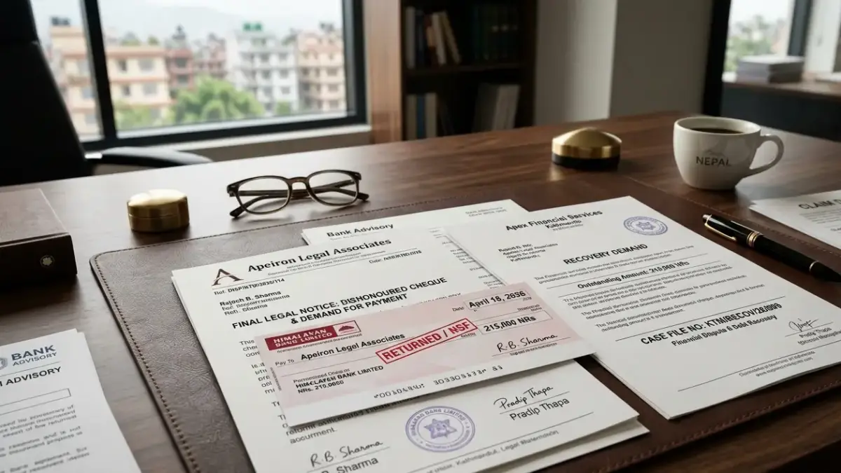 CorporateBizLegal lawyers handling debt recovery, cheque bounce cases, and commercial payment disputes in Nepal